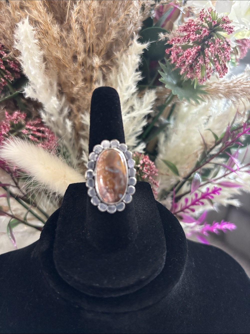 Sterling Silver Jasper Gemstone Ring Size 6
